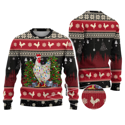 Chicken Light Ugly Christmas Sweater For Men & Women Christmas Gift Sweater US4369