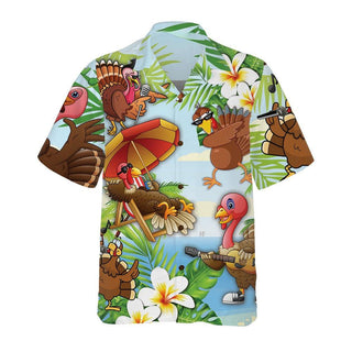 Happy Thanksgiving Turkeys At The Beach Hawaiian Shirt Aloha Casual Shirt For Men And Women HW2206
