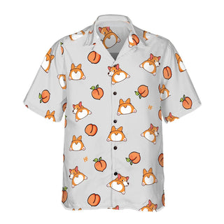 Corgi Butt And Peaches Seamless Hawaiian Shirt Aloha Casual Shirt For Men And Women HW2207