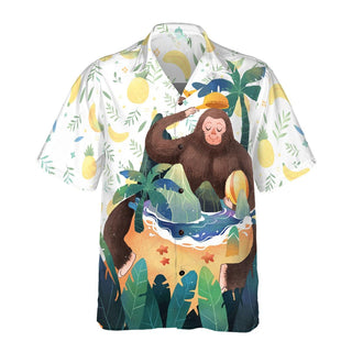 Artistic Bigfoot on the Beach Hawaiian Shirt Aloha Casual Shirt For Men And Women HW2209
