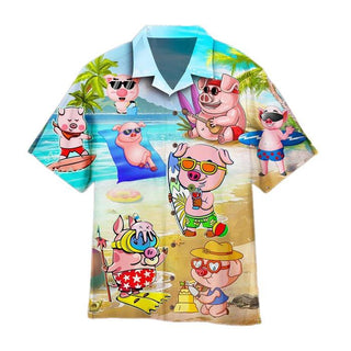 Pig Enjoy The Summertime On Beach Hawaiian Shirt Aloha Casual Shirt For Men And Women HW2210