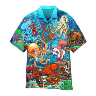 Octopus Playing Guitar Hawaiian Shirt Aloha Casual Shirt For Men And Women HW2212
