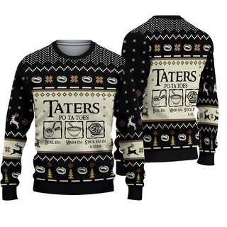 Taters Potatoes Ugly Christmas Sweater For Men & Women Christmas Gift Sweater PT880