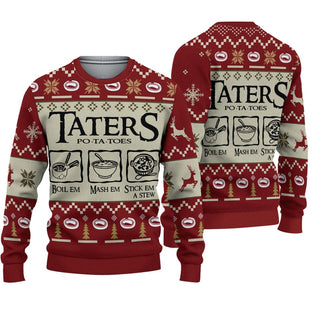 Taters Potatoes Ugly Christmas Sweater For Men & Women Christmas Gift Sweater PT890