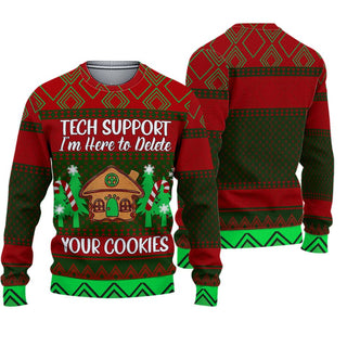 Tech Support I'm Here to Delete Your Cookies Ugly Christmas Sweater For Men & Women Christmas Gift Sweater PT943