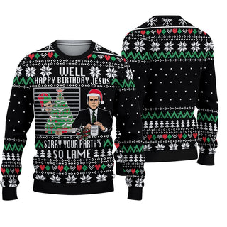 The Office Happy Birthday Jesus Ugly Christmas Sweater For Men & Women Christmas Gift Sweater PT986