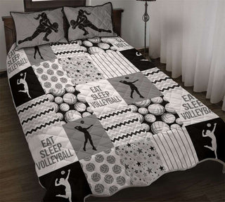 Volleyball Quilt Set Shape Pattern Black QBS Quilt Bed Set Bedroom Decoration Twin/Queen/King Size Bedding