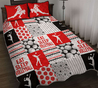 Volleyball Quilt Set Shape Pattern Red QBS Quilt Bed Set Bedroom Decoration Twin/Queen/King Size Bedding