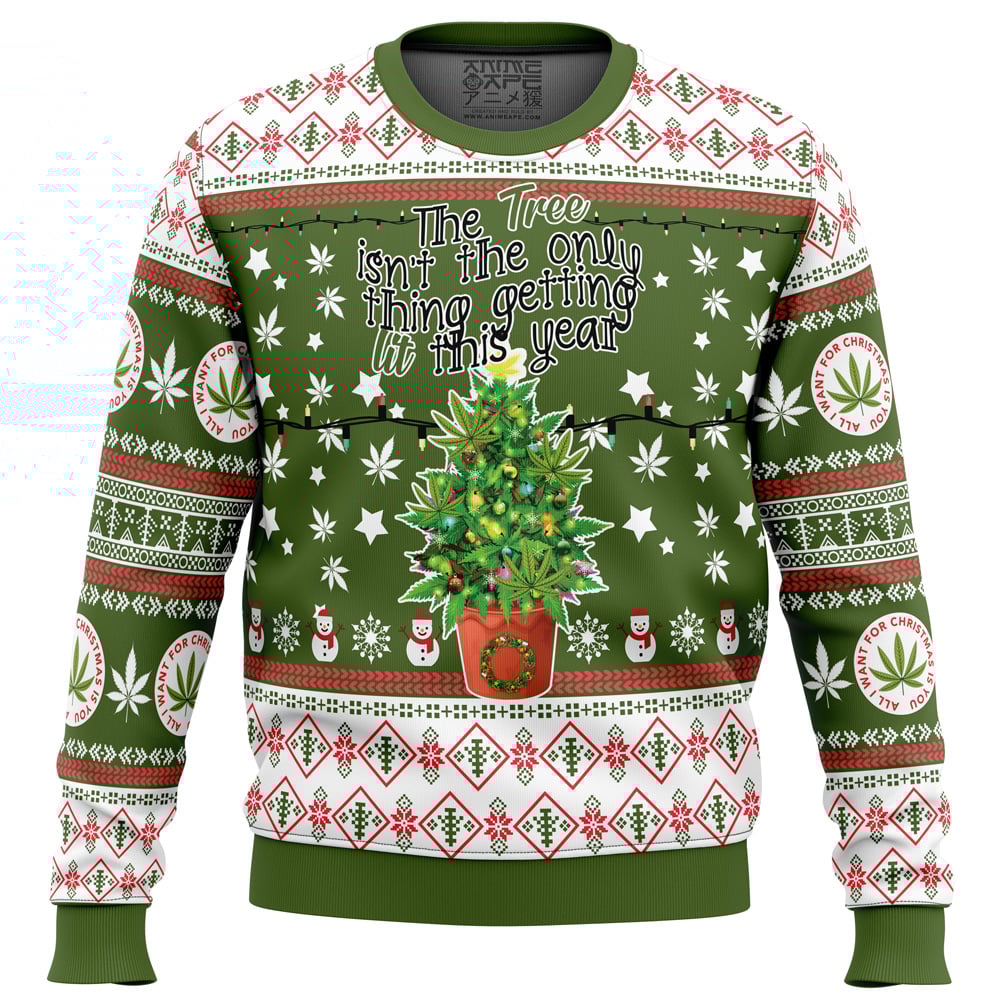 Weed Lit This Year Ugly Christmas Sweater
