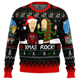 Xmas Rock Beavis and Butthead Ugly Christmas Sweater